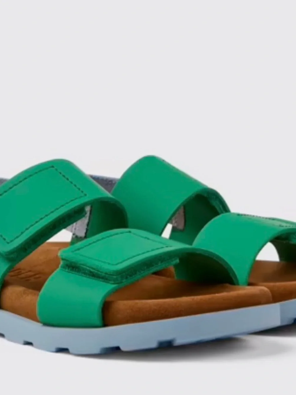 Camper Kids Bright Green Double-Strap Sandals with Brown Footbed - Picture 2 of 6